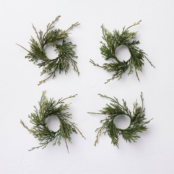 Faux Cypress Sprig Christmas Napkin Rings (Set of 4) - Hearth & Hand - Picture 1 of 4